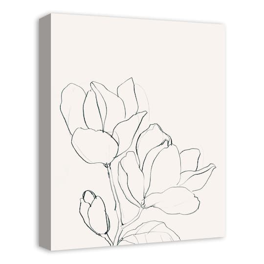Magnolia Line Drawing 16" x 20" Canvas Wall Art